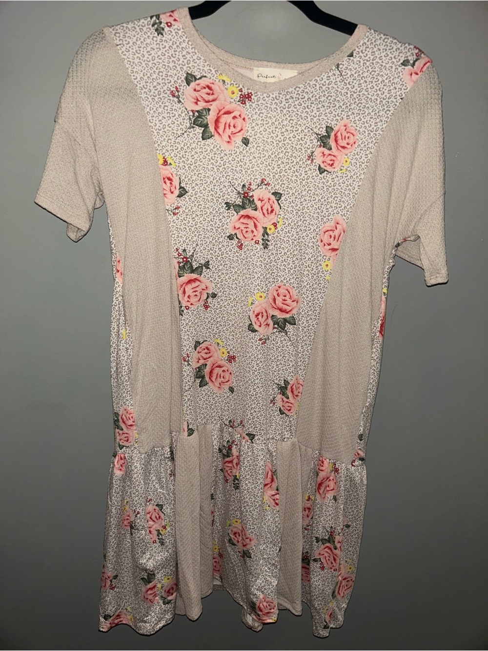 Girls' Pink Floral Casual Short Sleeve Dress by